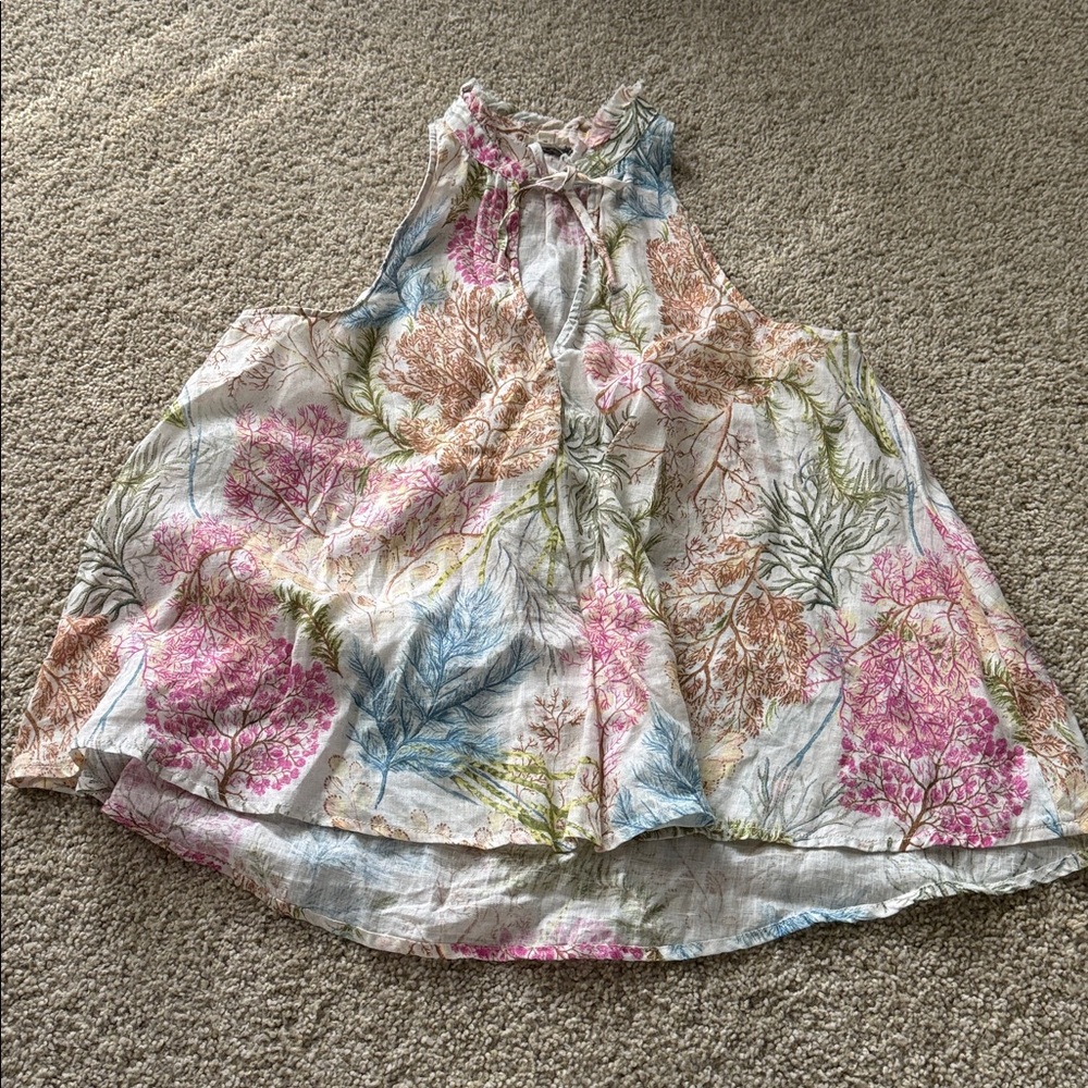 Anthropologie Pilcro 100% Linen Tavi Botanical Print Tank - Picture 3 of 4
